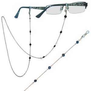 Women Elegant Eyewear Brass Chain Decorated with Flat Faceted Acrylic Beads