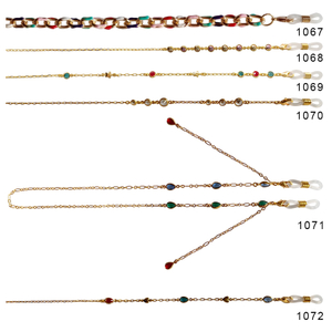 Glasses Waterdrop Beads Metal Chain 1067~1072